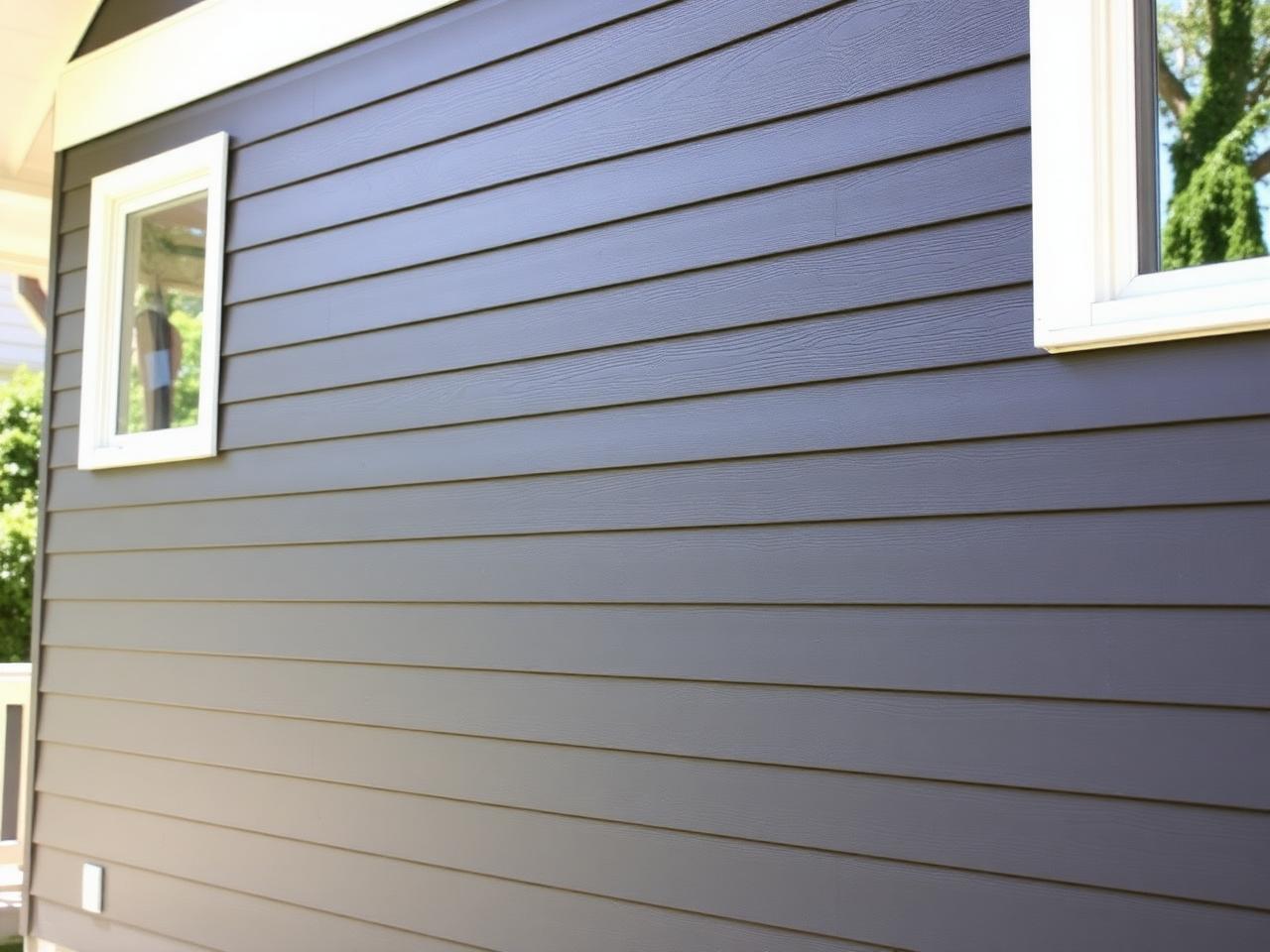 Charcoal painted wood lap siding with crisp white window trim