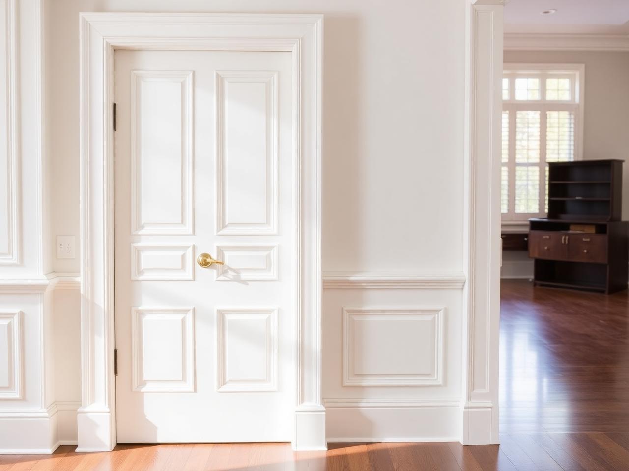 Crisp white painted interior door and trim detail